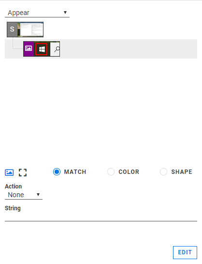 The Windows Start button in Alyvix Editor's Designer panel